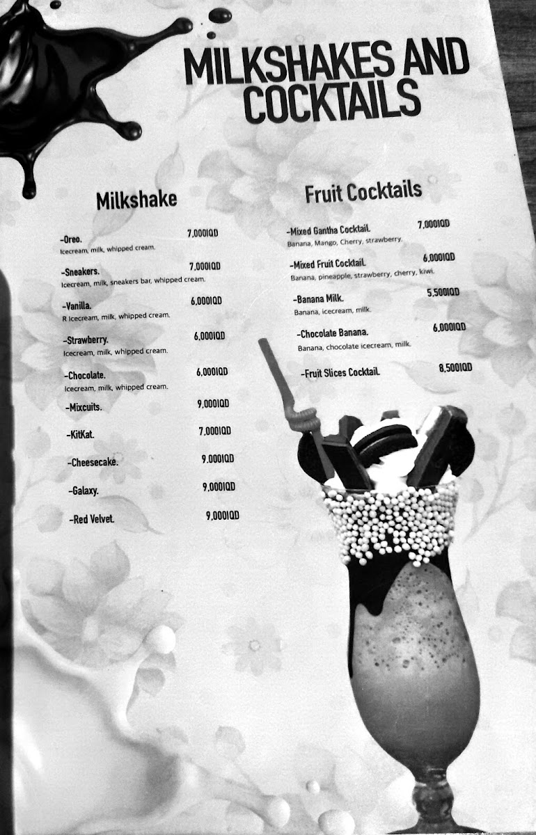 Gantha Cafe- کافێ گەنثا menu board