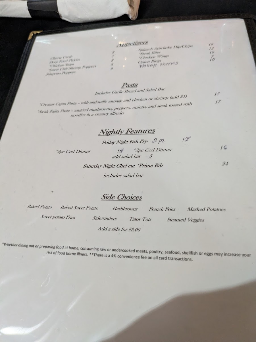 JS Supper Club and Catering menu board