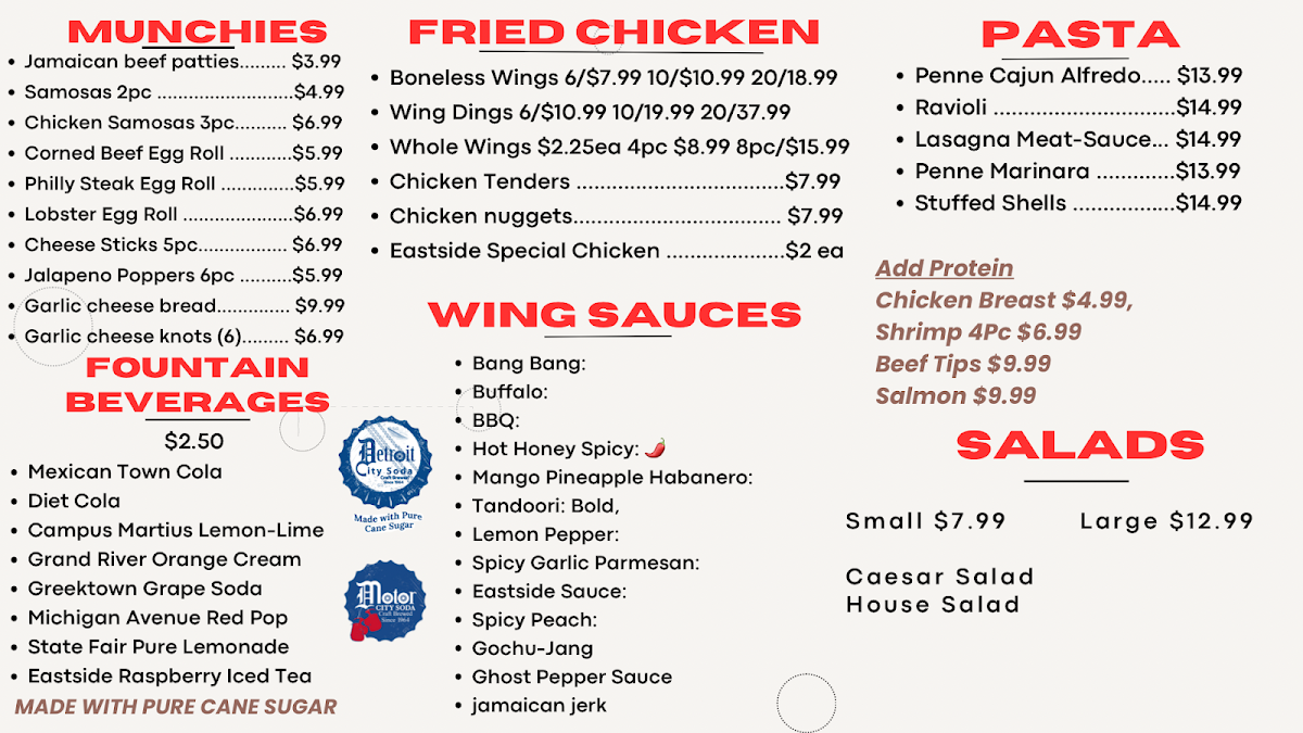 Halal Eastside Eats & Market menu board