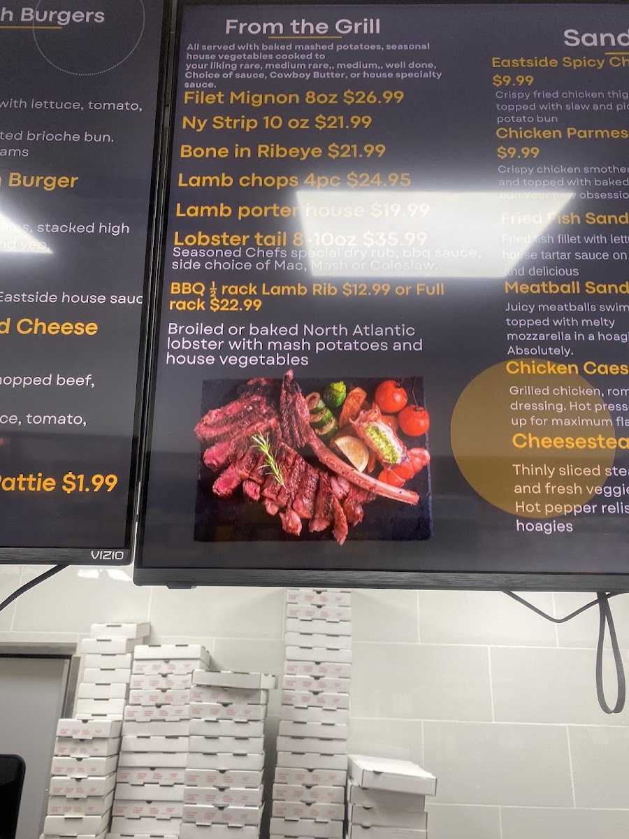 Halal Eastside Eats & Market menu board