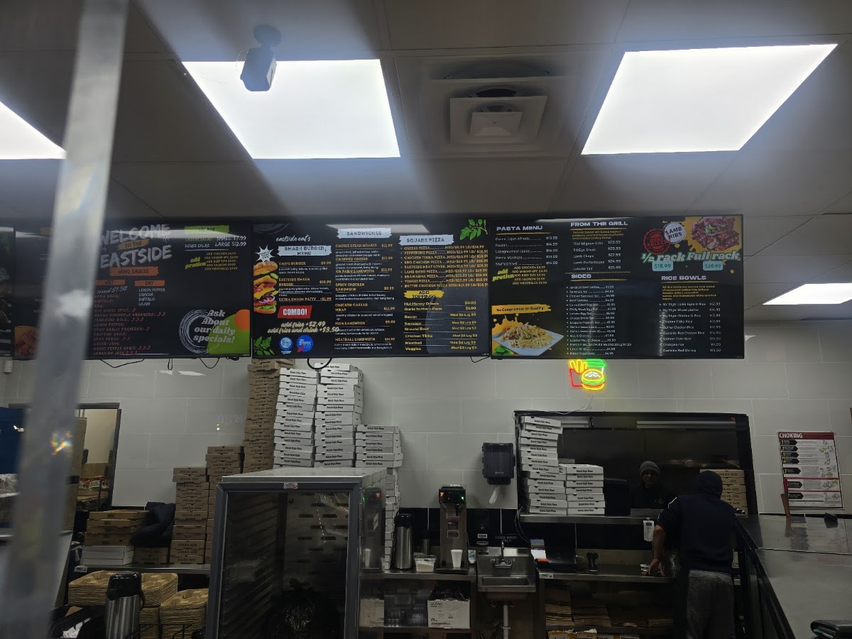 Halal Eastside Eats & Market menu board