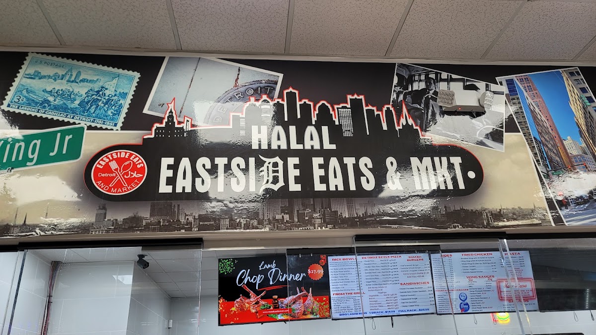 Halal Eastside Eats & Market menu board