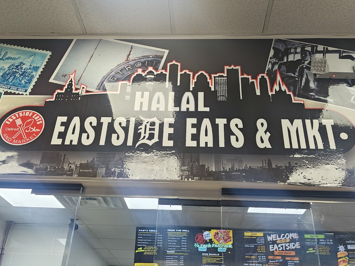 Halal Eastside Eats & Market menu board