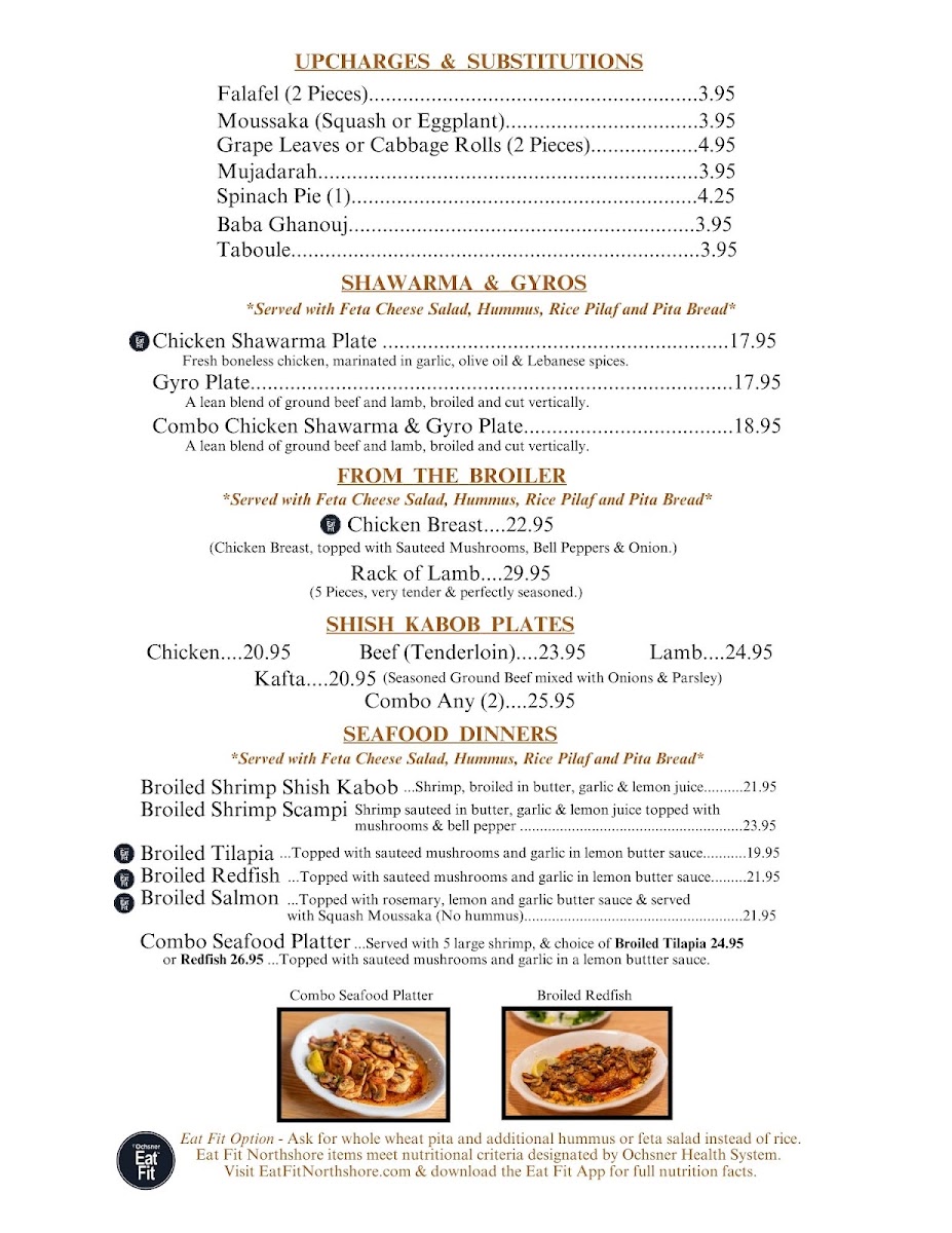 Albasha Hwy 21 - Greek & Lebanese menu board