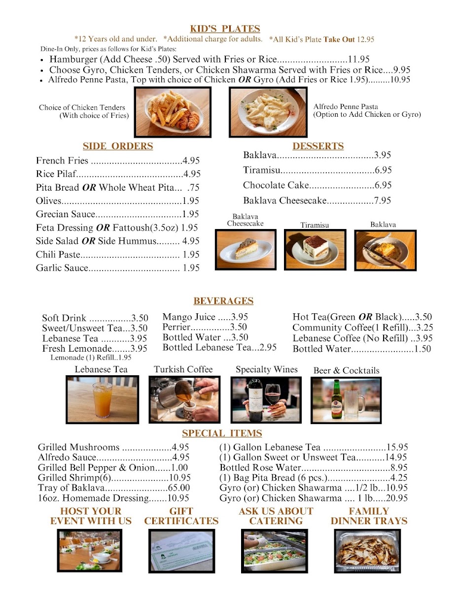 Albasha Hwy 21 - Greek & Lebanese menu board