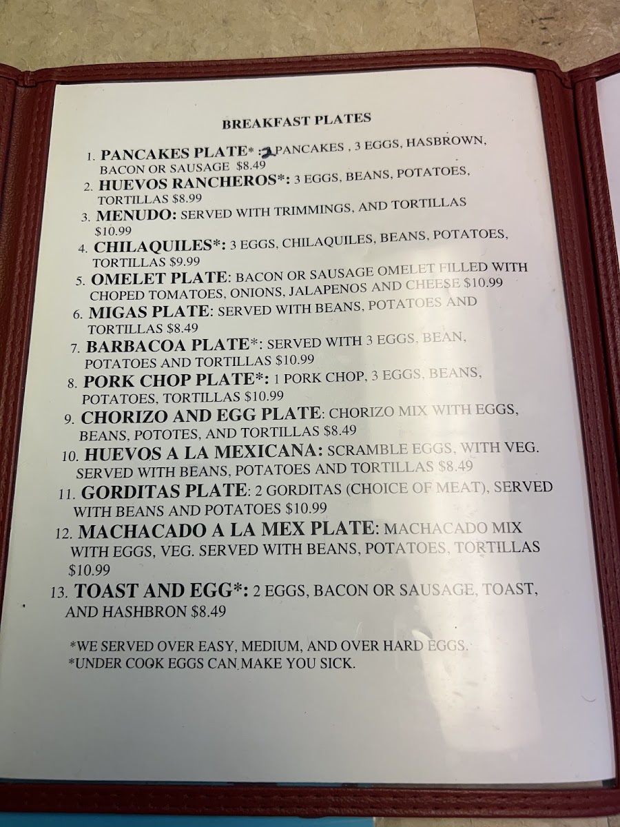 Victoria's Kitchen menu board