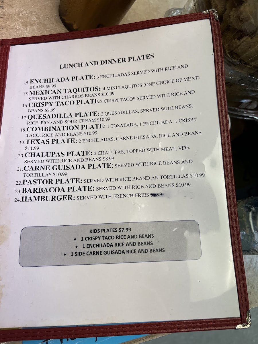 Victoria's Kitchen menu board
