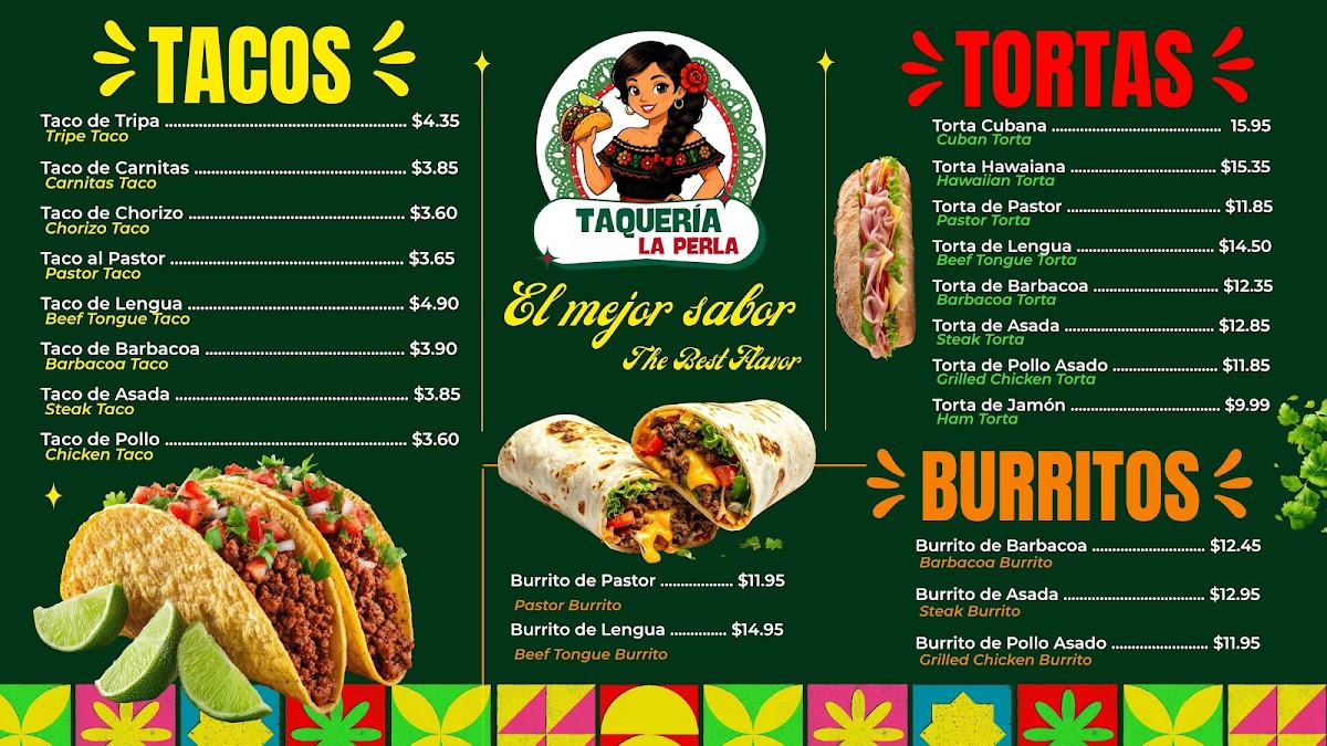 Taqueria El Oasis menu board