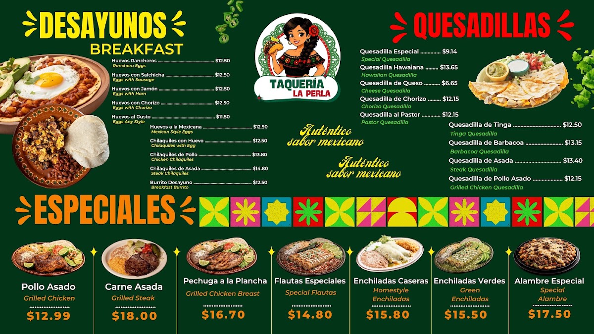 Taqueria El Oasis menu board
