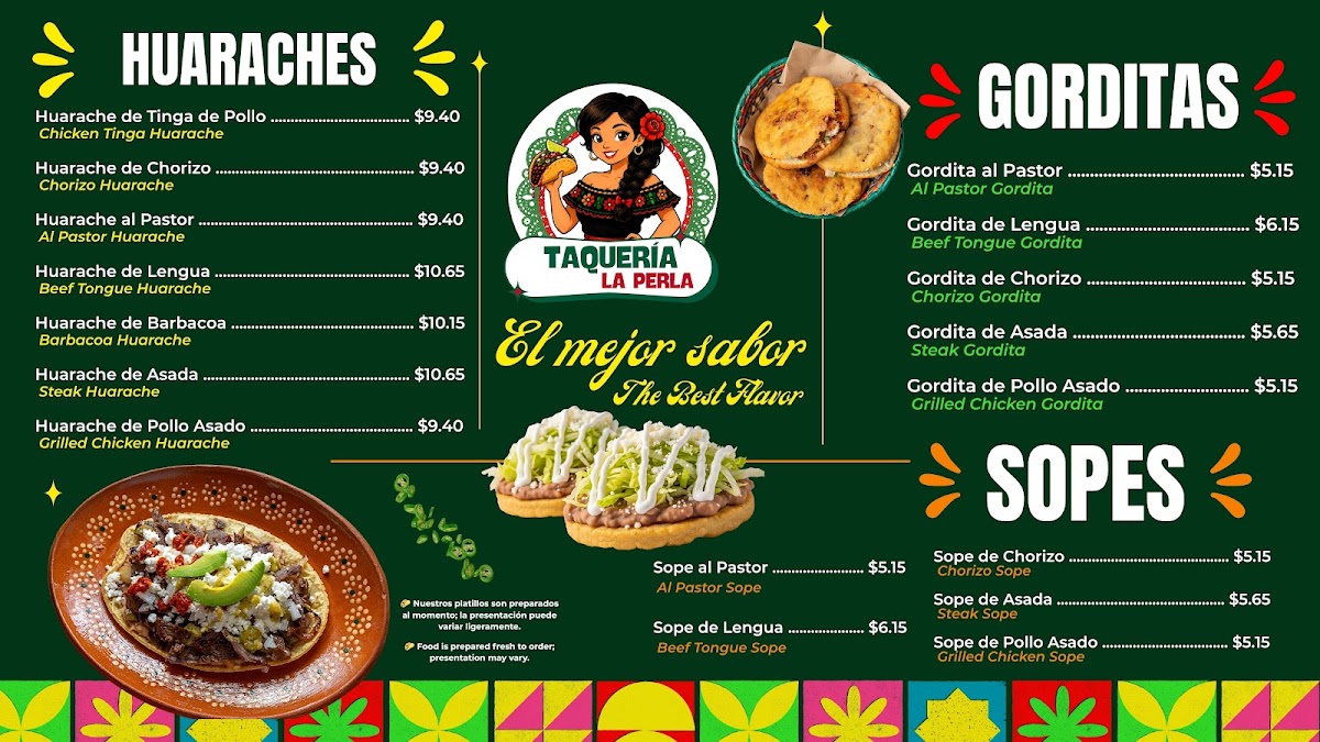 Taqueria El Oasis menu board