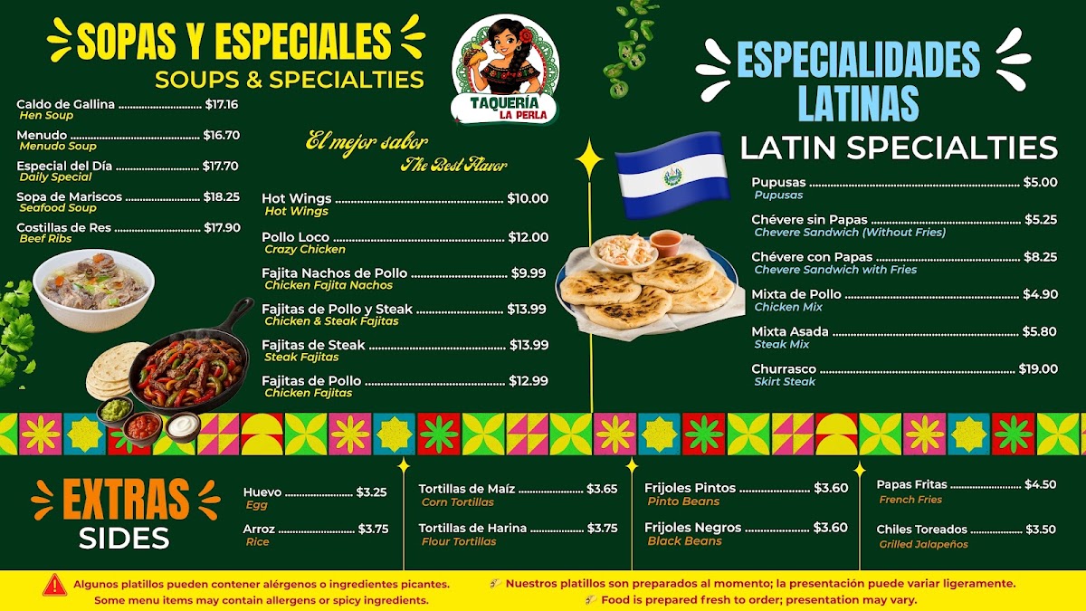 Taqueria El Oasis menu board