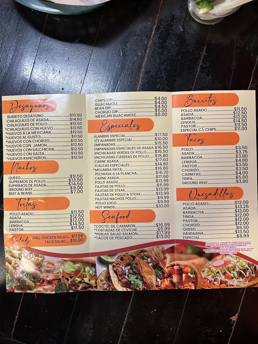 Taqueria El Oasis menu board