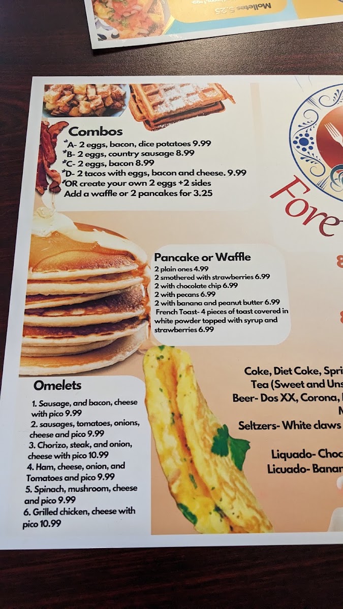 Forever Fresco Mexican Restaurant menu board