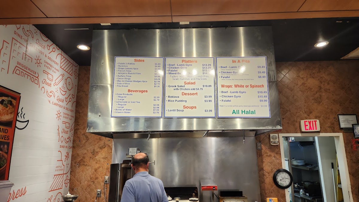 Alex's Gyro and Falafel menu board