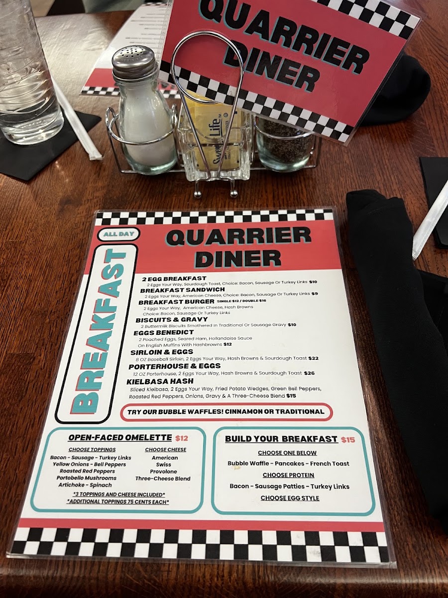 Quarrier Diner menu board
