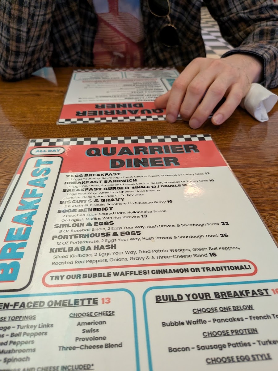 Quarrier Diner menu board