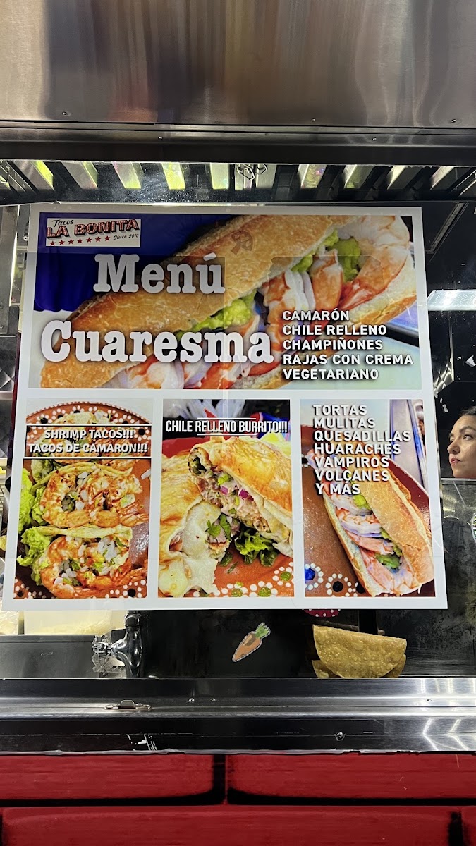 Taquizas La Bonita #2 menu board