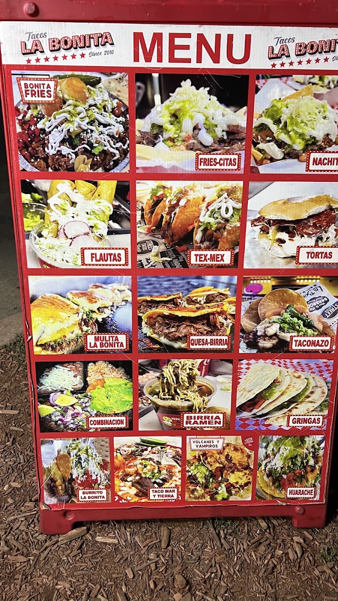 Taquizas La Bonita #2 menu board