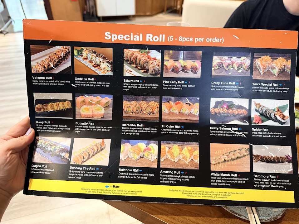 Kanji Sushi All You Can Eat menu board