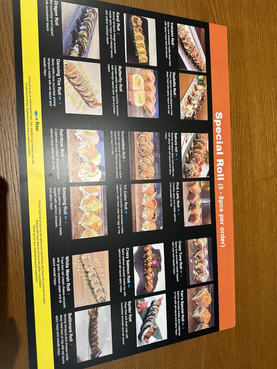 Kanji Sushi All You Can Eat menu board