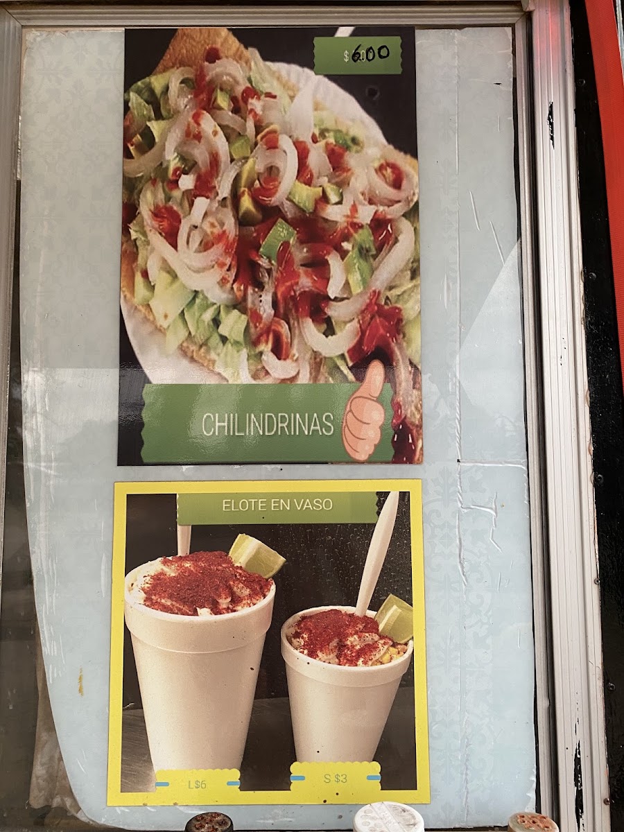 Rico’s Elotes Carrasco menu board