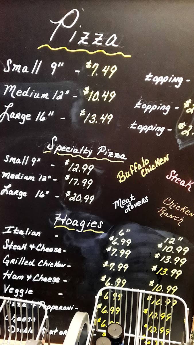 The Pit Stop Cafe menu board