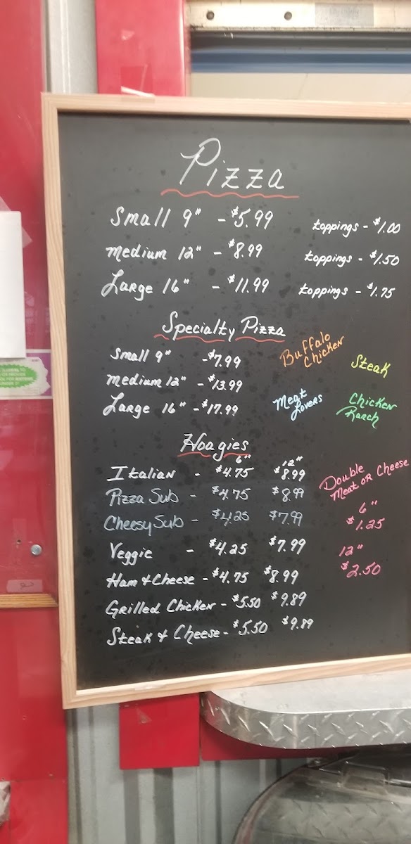 The Pit Stop Cafe menu board