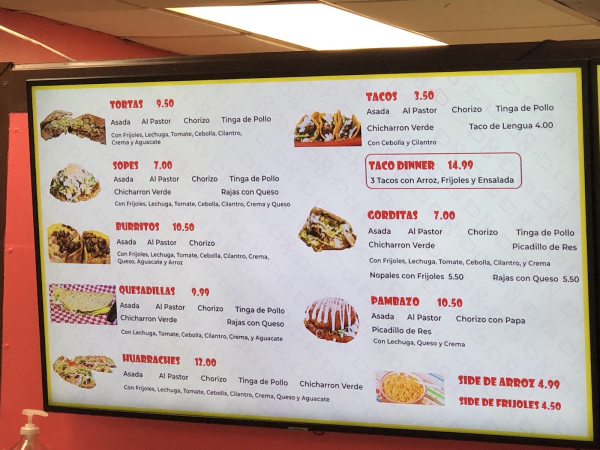 Gordo's Tamales menu board