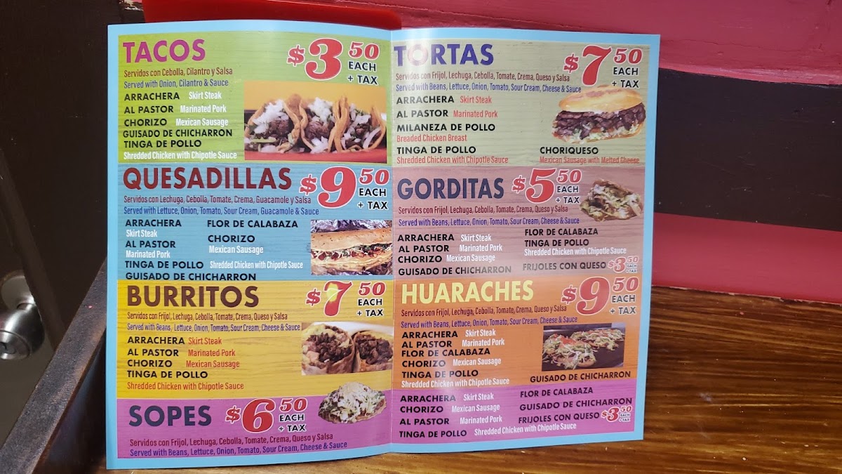 Gordo's Tamales menu board