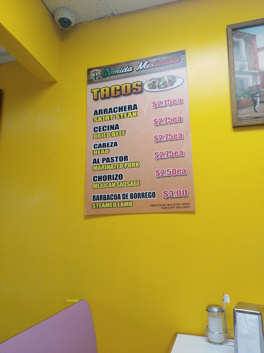 Gordo's Tamales menu board