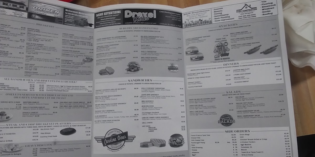 West End Diner menu board