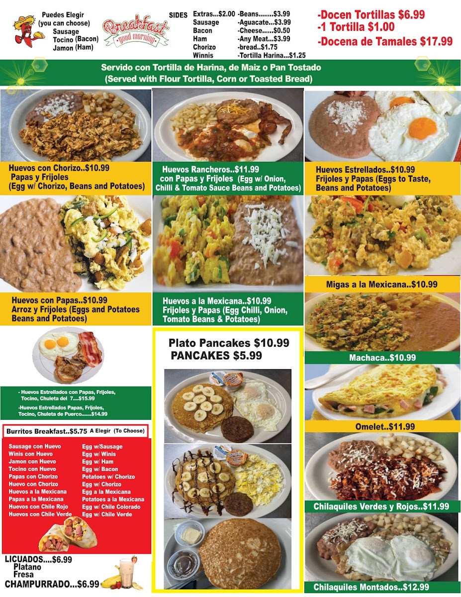 Diego's Mexican Food menu board
