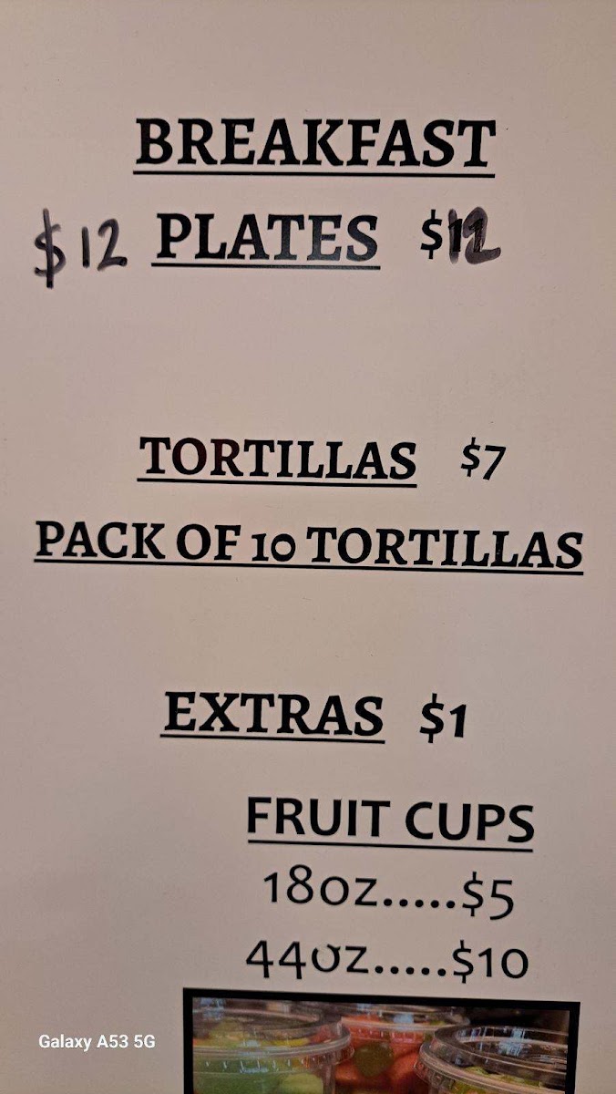 Taqueria Rio Bravo menu board