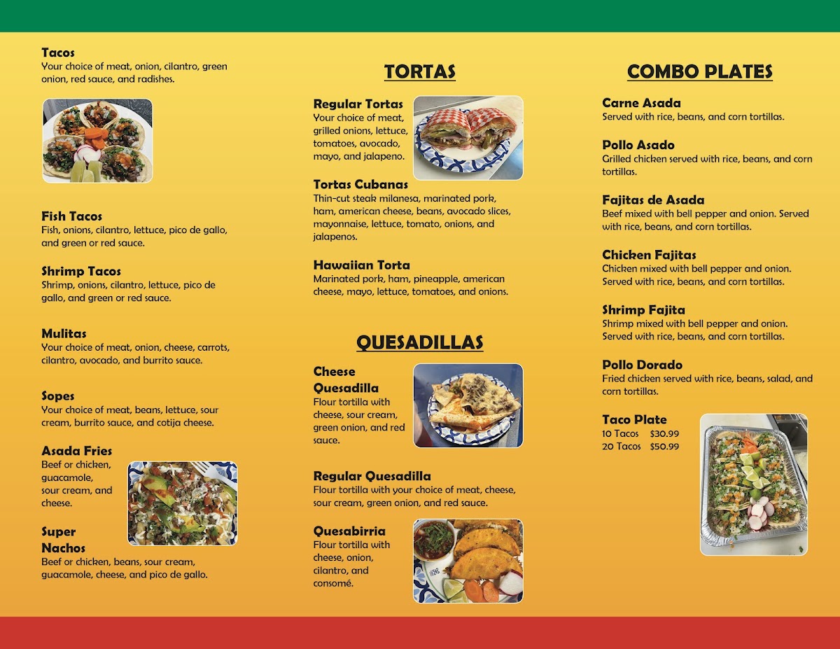 Taqueria Perez menu board