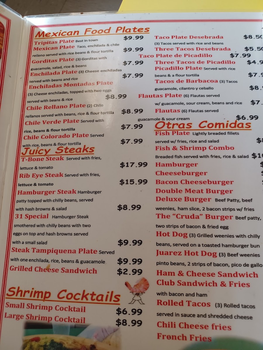 Jaime's Hut menu board