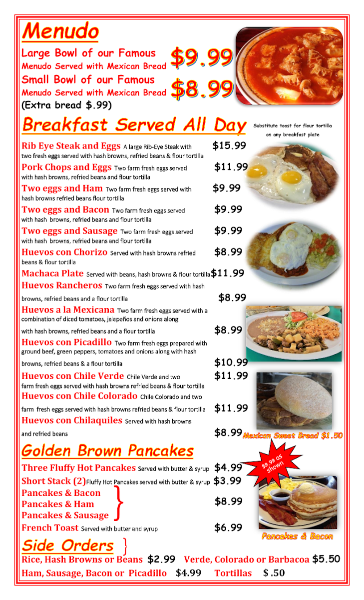 Jaime's Hut menu board