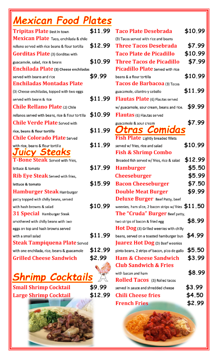 Jaime's Hut menu board