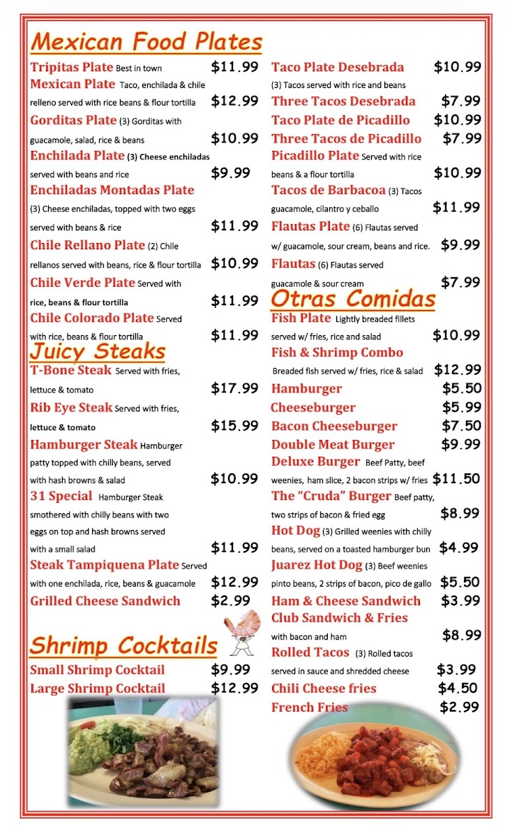 Jaime's Hut menu board