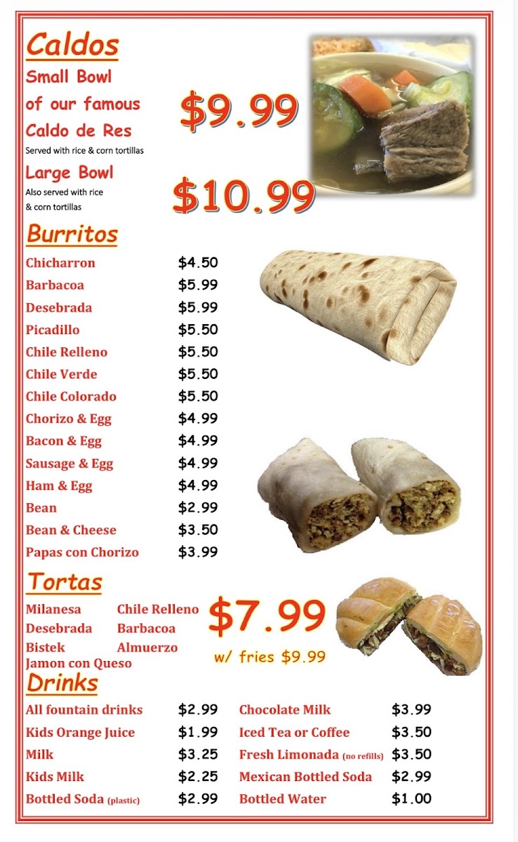 Jaime's Hut menu board