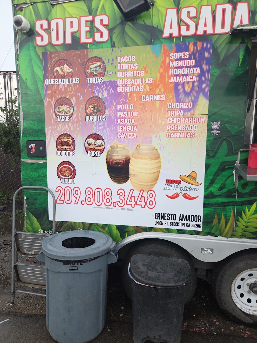 TACOS EL PADRINO menu board