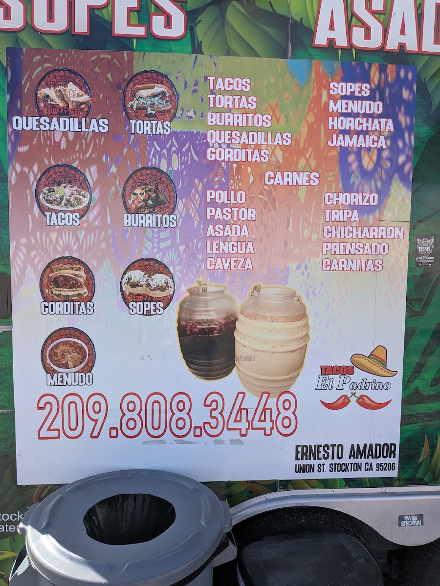 TACOS EL PADRINO menu board