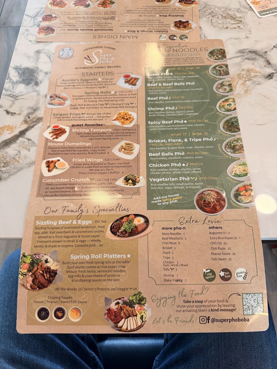 Super Pho & Boba menu board