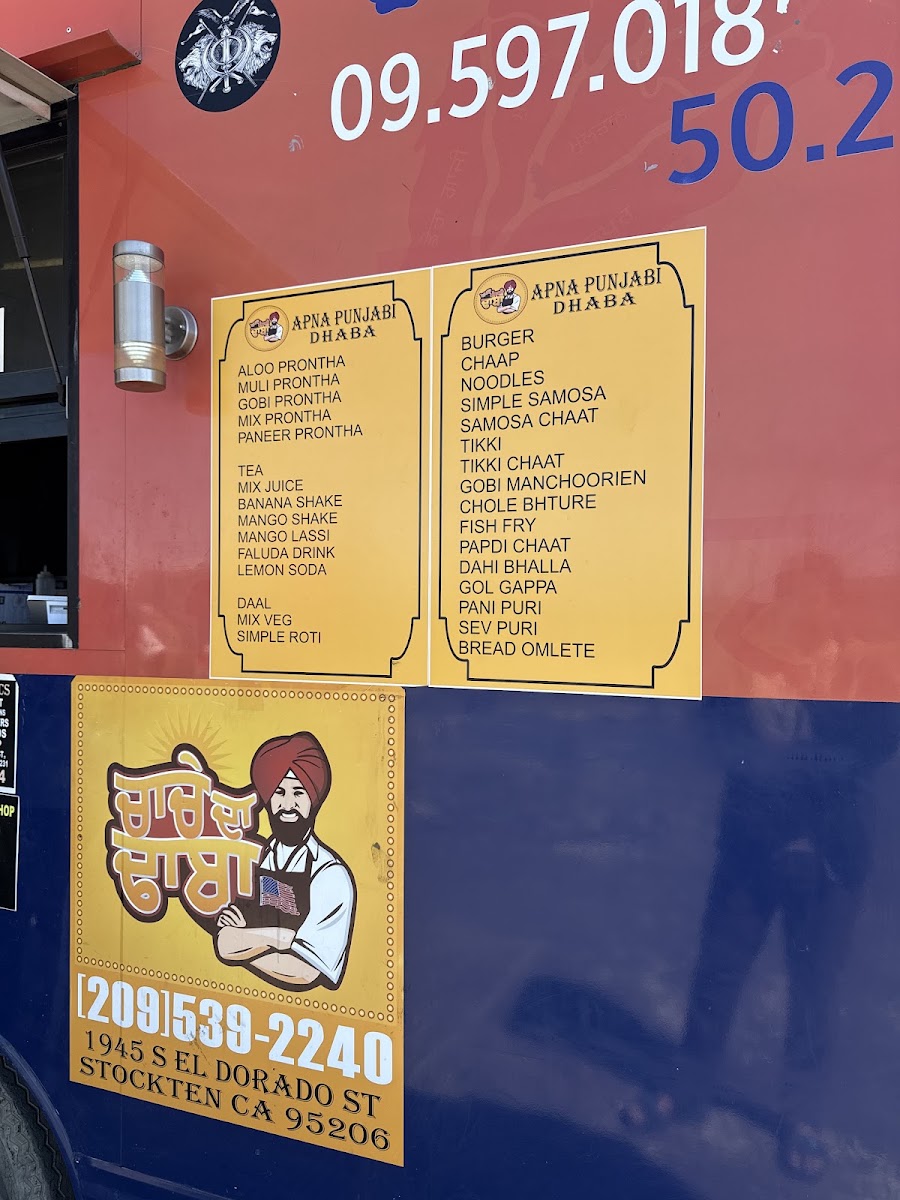 Apna Punjabi Dhaba menu board
