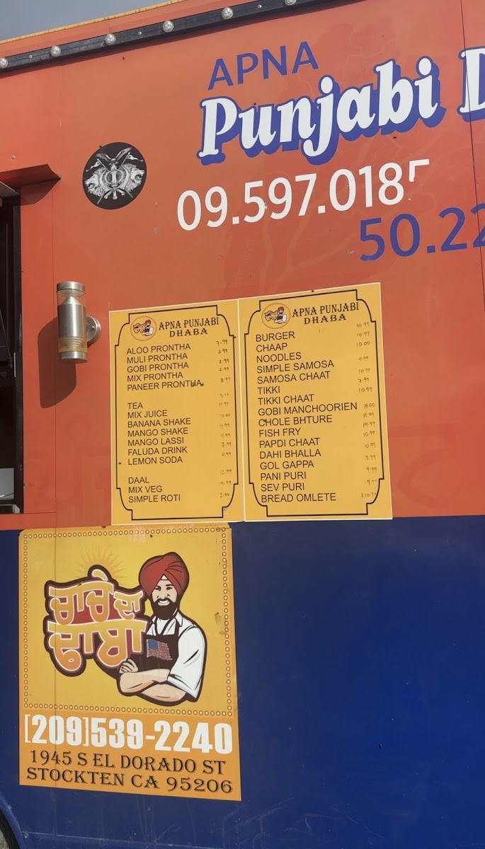 Apna Punjabi Dhaba menu board