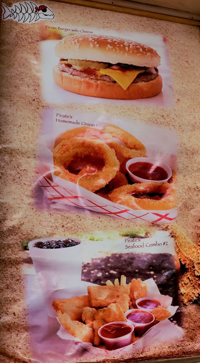 Pirate's Fish & Chips menu board