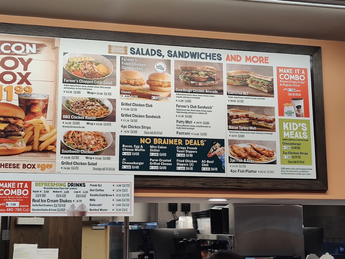 Farmer Boys menu board
