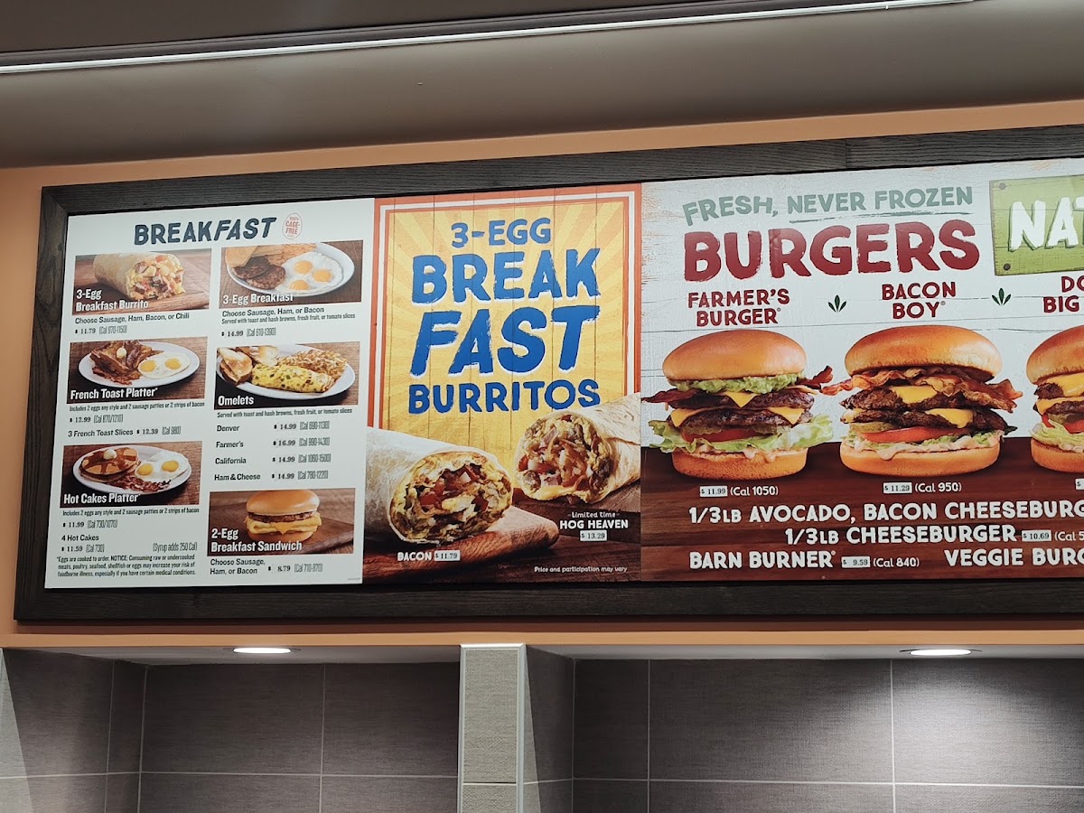 Farmer Boys menu board
