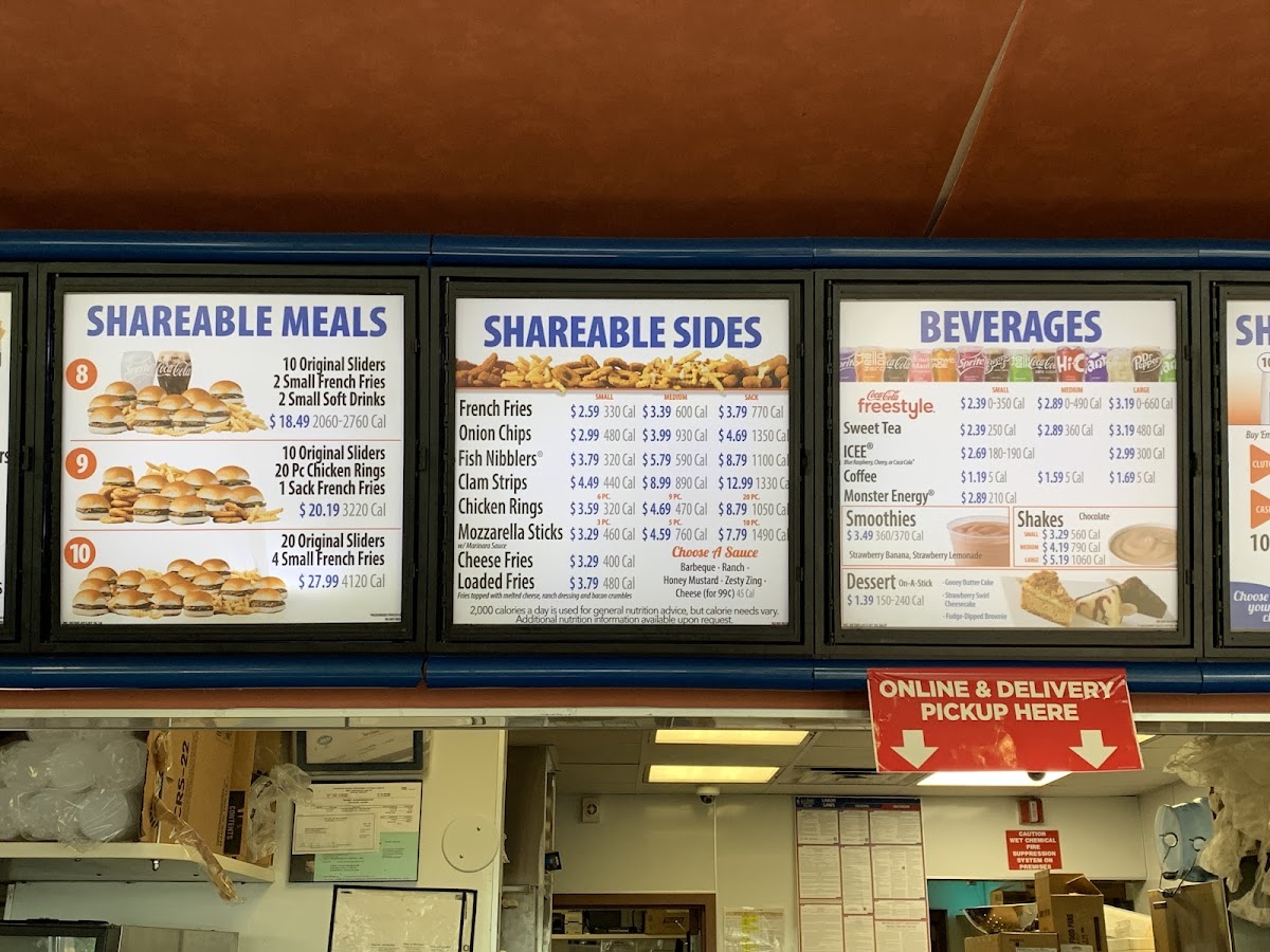 White Castle menu board