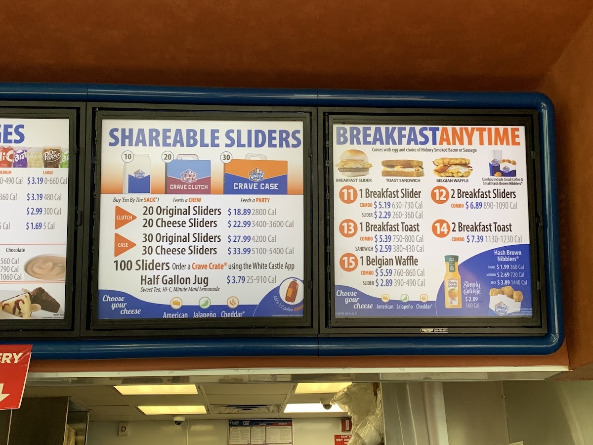 White Castle menu board