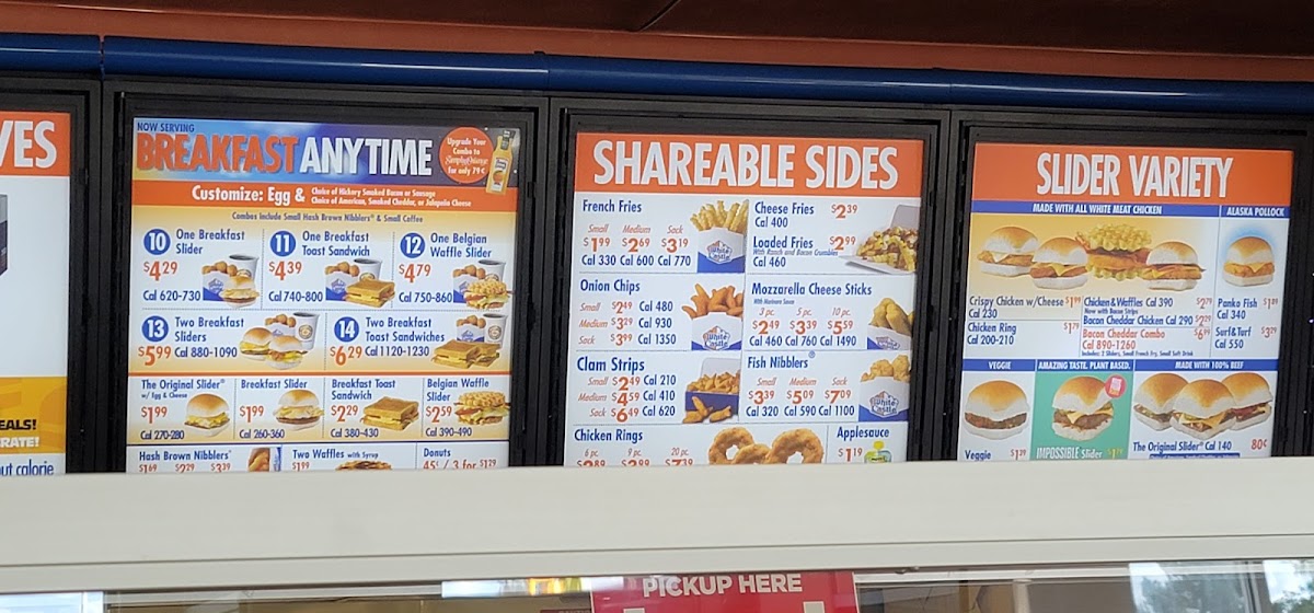 White Castle menu board